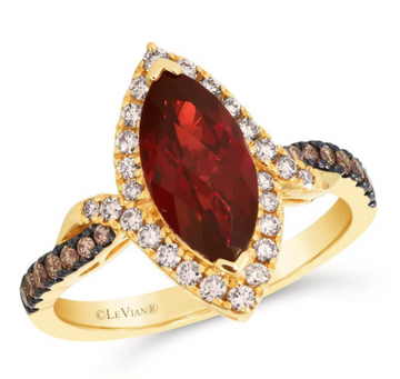 14KY "Honey" Gold Garnet and Diamond Ring, 2.73 Carat TW